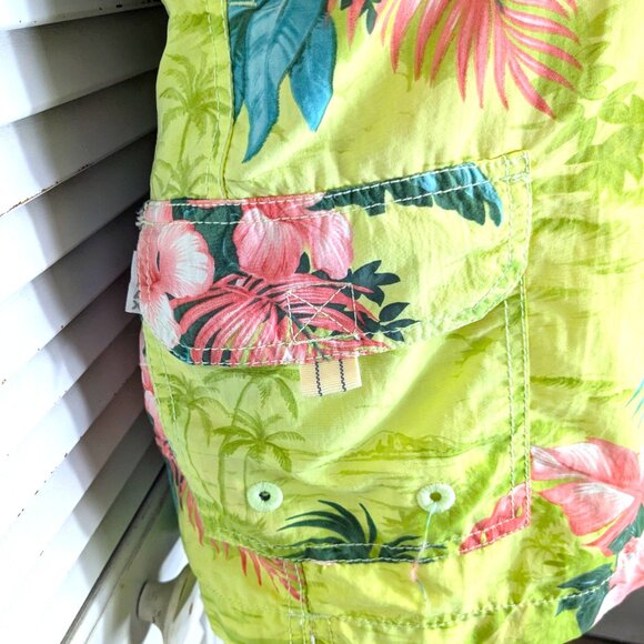 Tommy Bahama Relax Men's Swim Trunks XL Bright Floral Hawaiian Yellow Green EUC - Picture 4 of 16